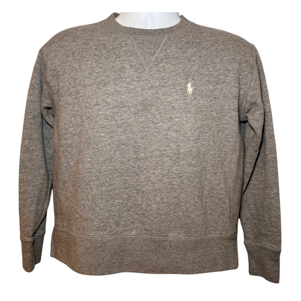Polo Ralph Lauren Womens Small Gray Crewneck Sweatshirt Oversized Long Sleeve